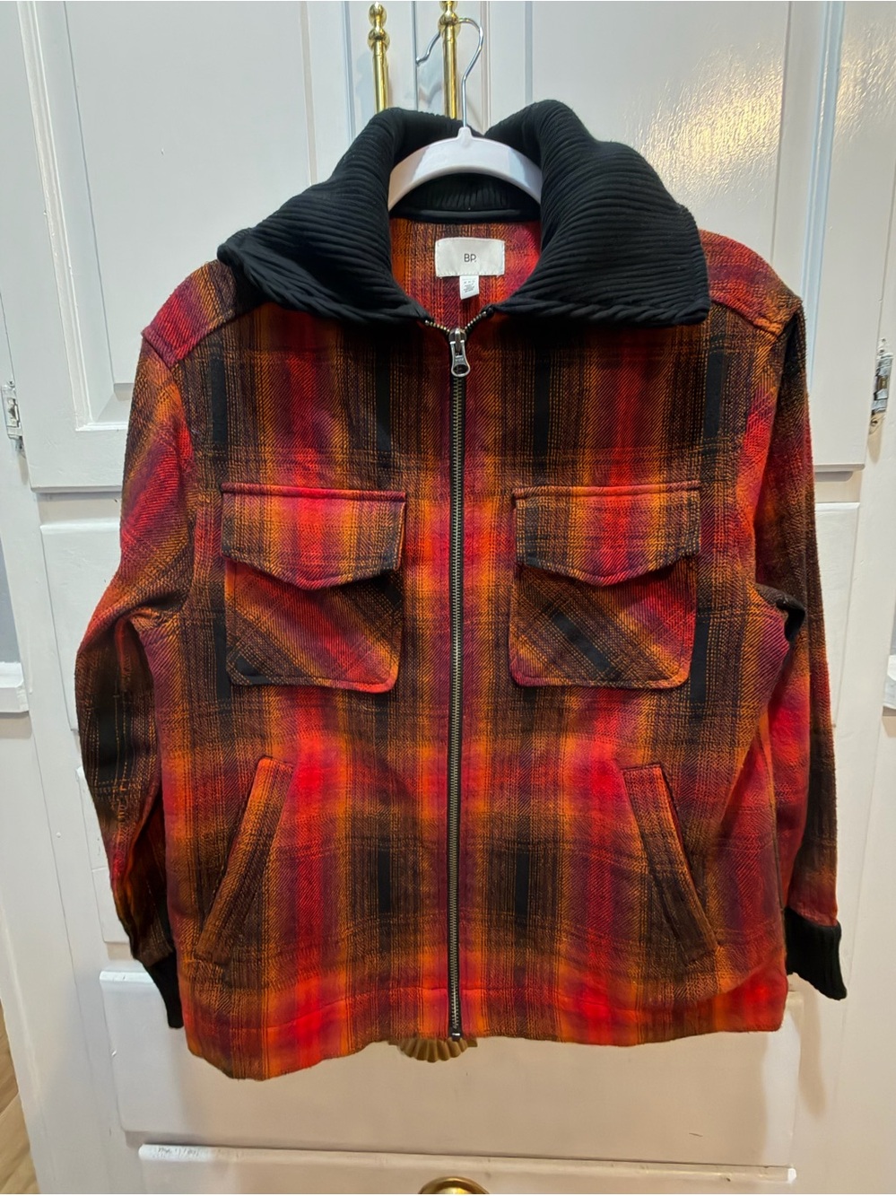 BP Brass Plum bright Cotton plaid ribbed collar 90’s Y2K Style Short Jacket XXS